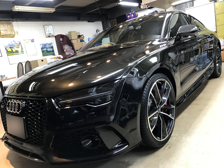 アウディ・RS7のガラスコーティング完成いたしました！